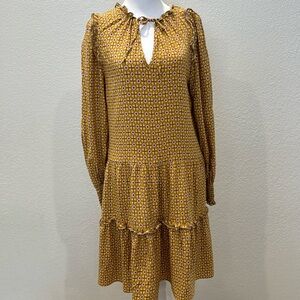 Max Studio Women’s Tiered V Neck Long Sleeve Floral Dress Size Medium